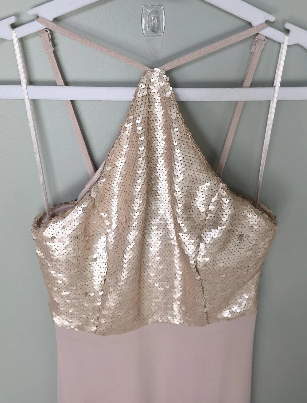 Lulus The Best Part Matte Gold Blush Champagne Sequin Halter Maxi Dress - XS